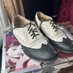 Wanted Black and White Leather Shoes